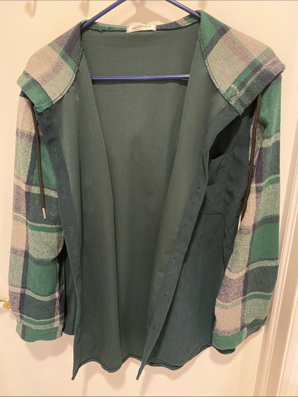 Hotouch Green Plaid Hooded Jacket